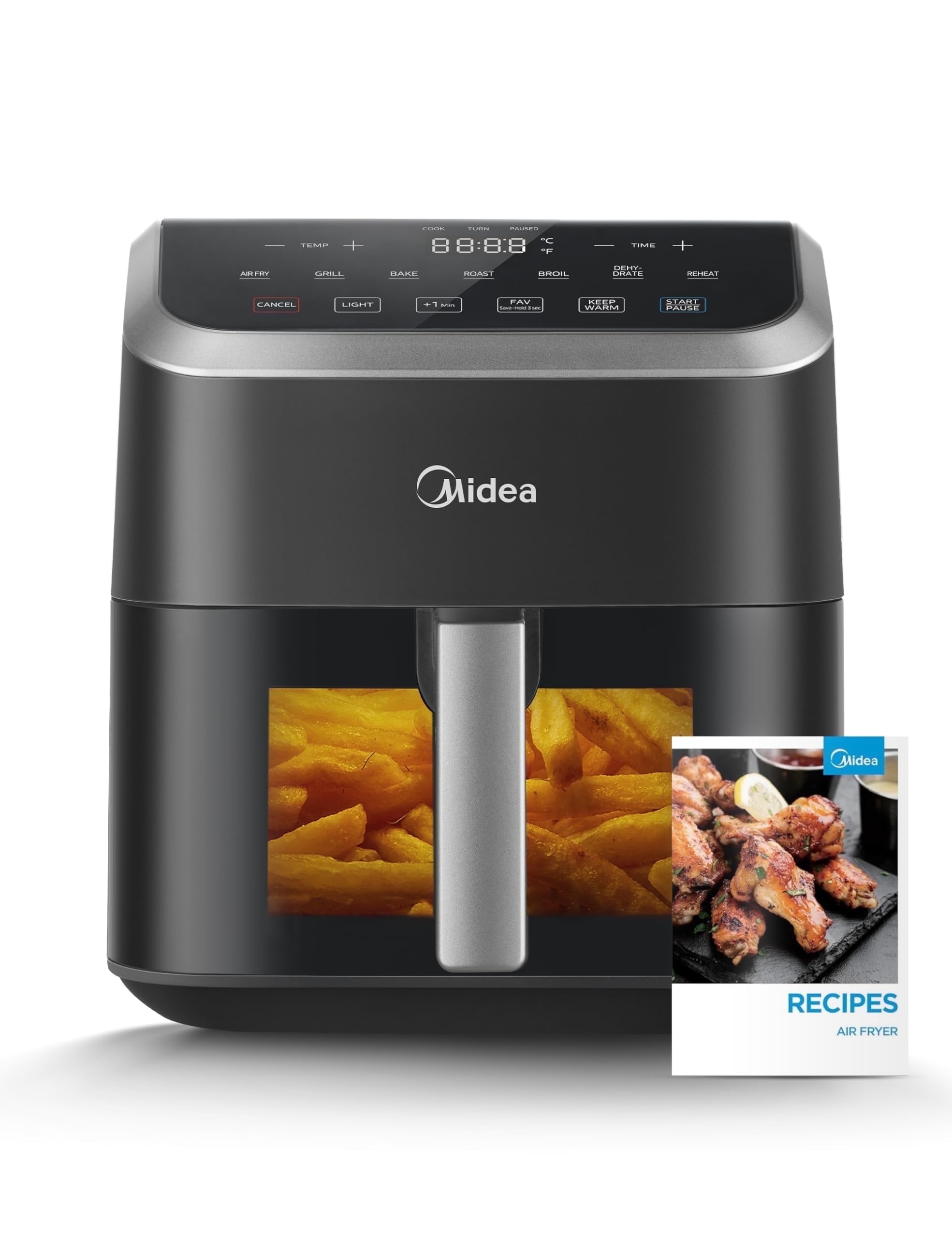 Midea 5.5 Quart Air Fryer, Black - See-Thru Window, Rapid Air Technology