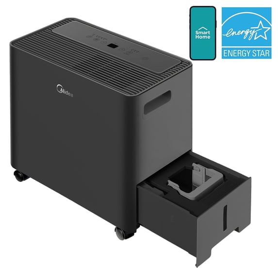 Midea 50 Pint Smart Access Dehumidifier with Built-in Pump, App and Voice Control, 4,500 Sq. ft. Coverage Area, New, MAD50PS1CWBL