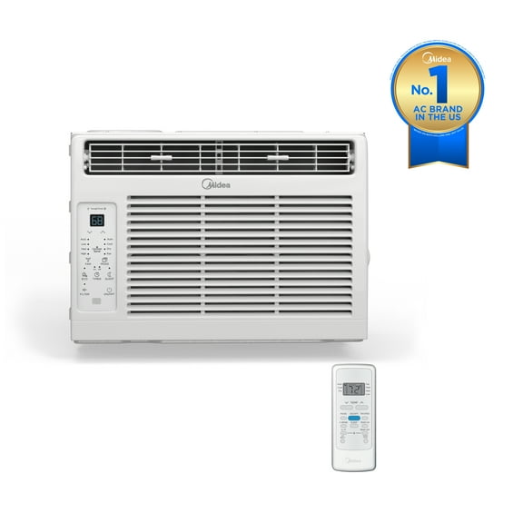 Midea 6,000 BTU 115V Window Air Conditioner with Comfort Sense Remote, up to 250 Sq. ft., White, MAW06R1WWT-T, New
