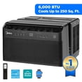 thumbnail image 1 of Midea 6,000 BTU Smart Window Air Conditioner, U-Shaped Inverter, Ultra Quiet, Wi-Fi, Remote, Easy Install, Energy Efficient, Cools 250 Sq Ft, Black, 1 of 19