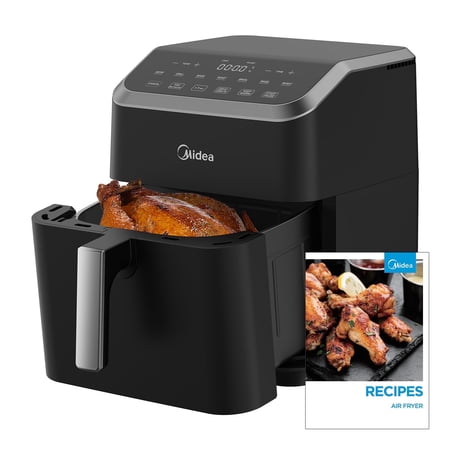 Midea Air Fryer, 7.8 Qt, X-Cyclone Rapid Air Technology, 9-In-1 Presets, Fav Function, Black