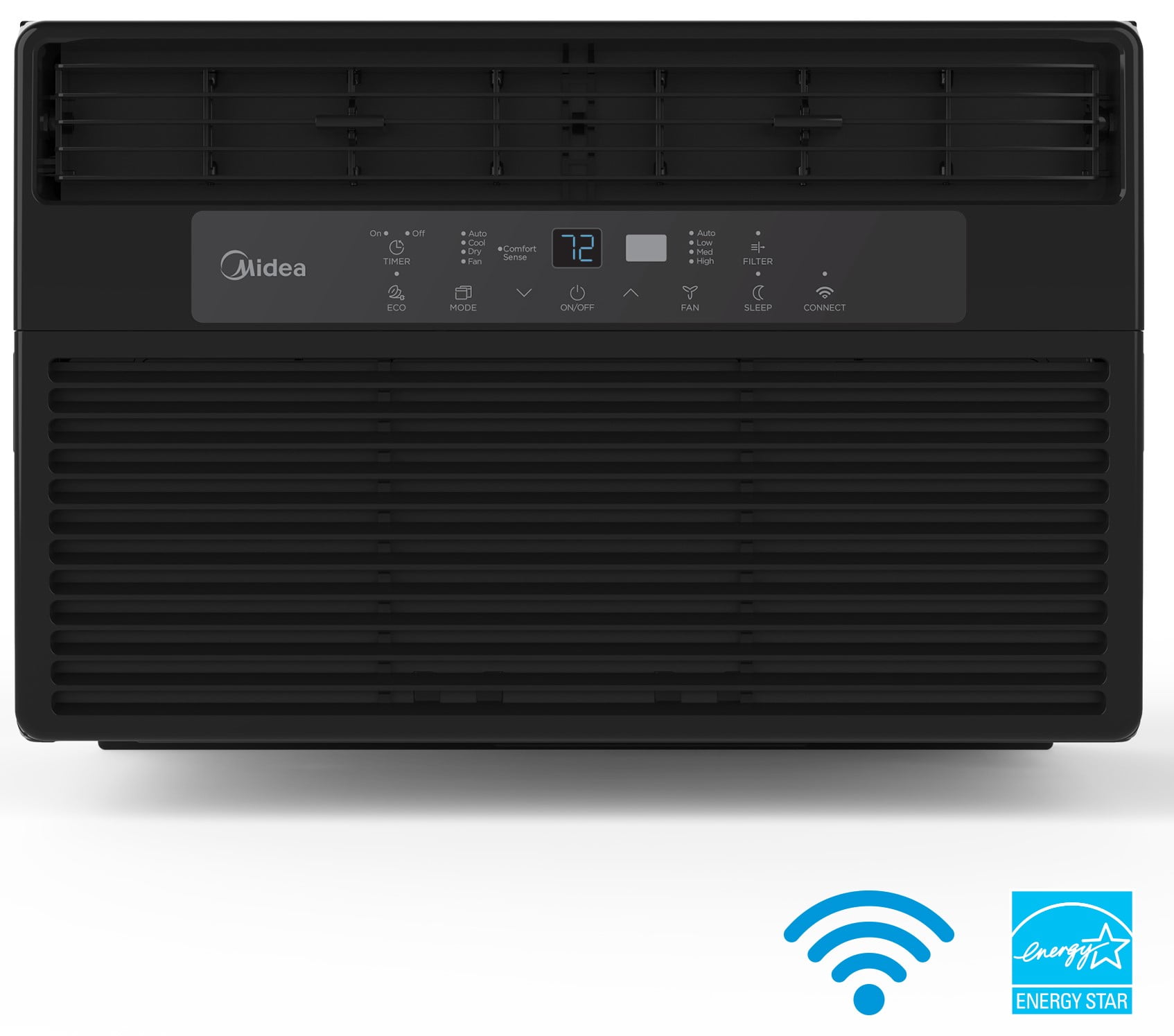 Midea 8,000 BTU 115V Smart Window Air Conditioner with Comfort Sense Remote, Covers up to 350 Sq. ft., Black, MAW08S1WBL, New