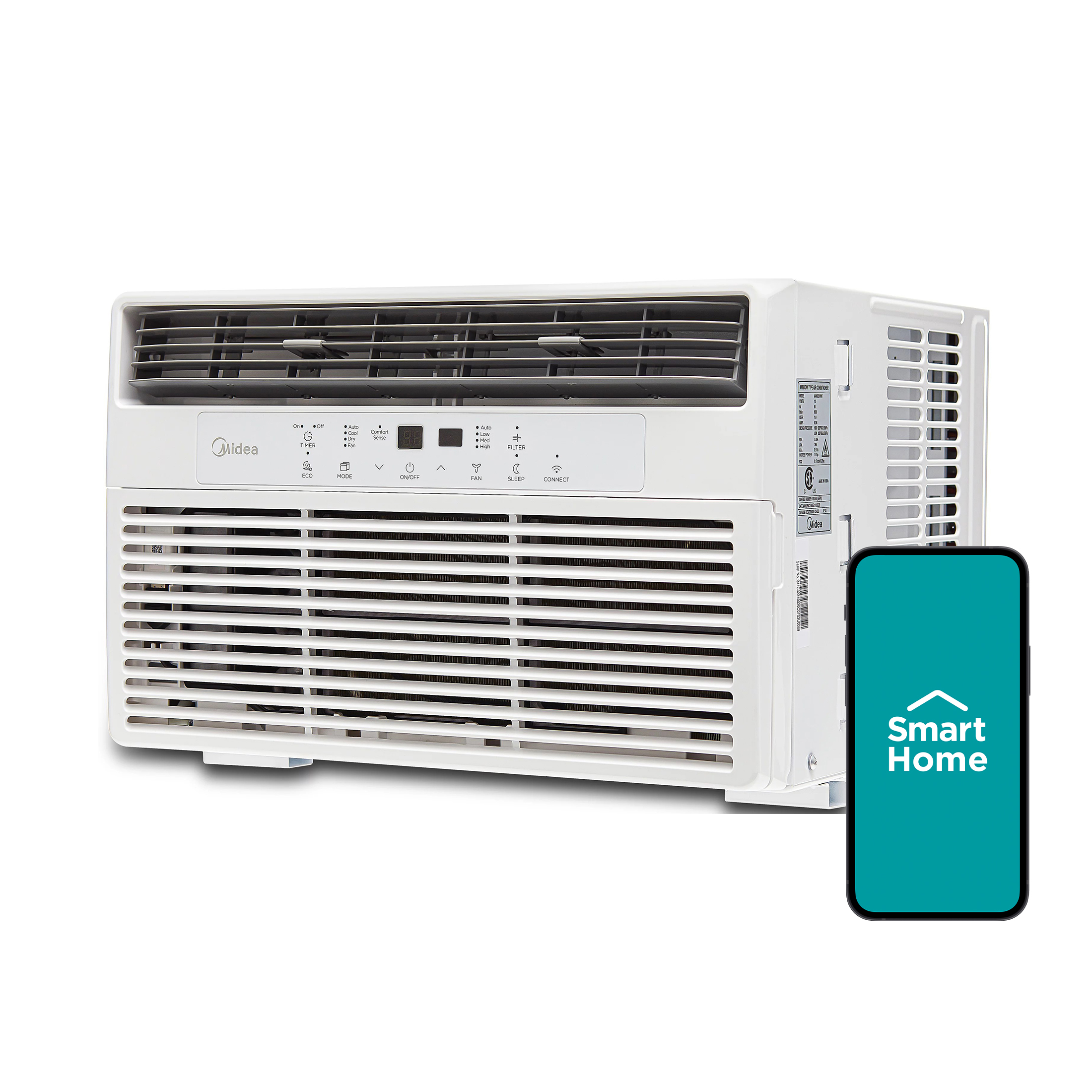 Midea 8,000 BTU 115V Smart Window Air Conditioner with Comfort Sense Remote, Covers up to 350 Sq. ft., White, MAW08S1WWT - image 1 of 22