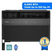 Midea 8,000 BTU Window Air Conditioner, Smart Inverter, Cools Up To 350 Sq Ft, Remote, Wi-Fi and Alexa,Black