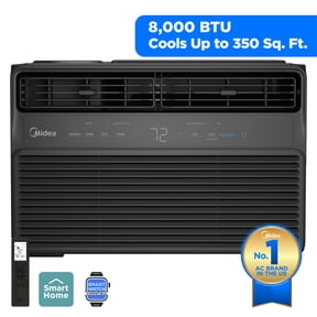 Midea 8,000 BTU Window Air Conditioner, Smart Inverter, Cools Up To 350 Sq Ft, Remote, Wi-Fi and Alexa,Black