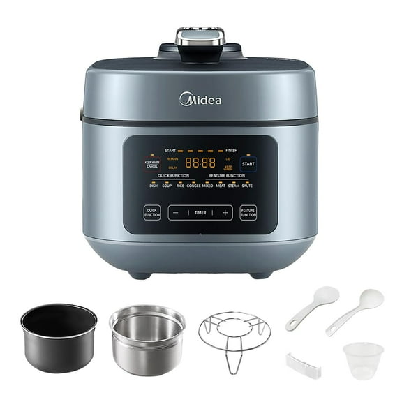 Midea 8-in-1 Electric Pressure Cooker with Dual Pots, Multi-Functional Programmable Slow Cooker, Rice Cooker, Steamer, Saut Pan and More, 5 Quart