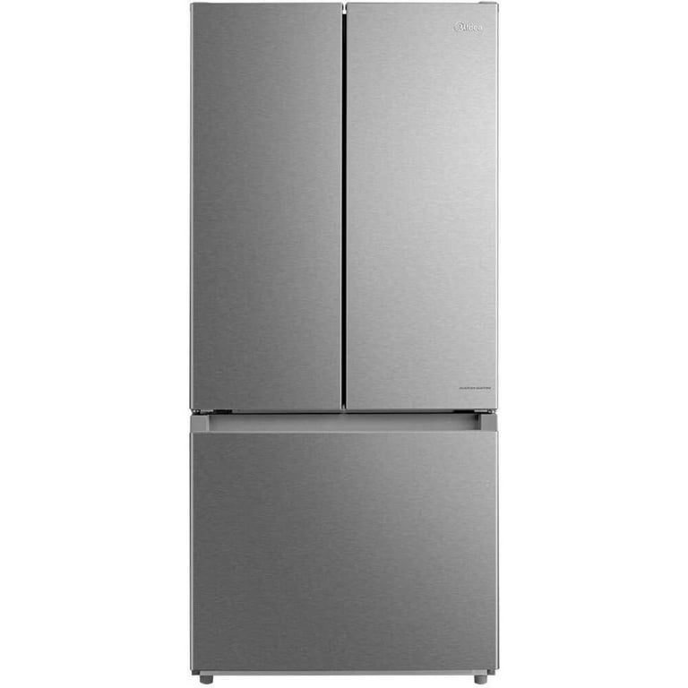Midea 18 Cu. Ft. French Door Fridge, Stainless Steel, Bottom