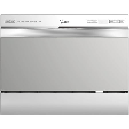 Midea Countertop Dishwasher, 6 Place Settings, 8 Wash Programs, Power Wash, Easy Install, Silver