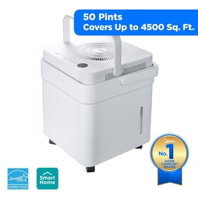 Midea Cube 50-Pint Smart Dehumidifier with Built-In Pump, ENERGY STAR®, Covers up to 4,500 Sq. Ft., White, MAD50PS1QWT-A