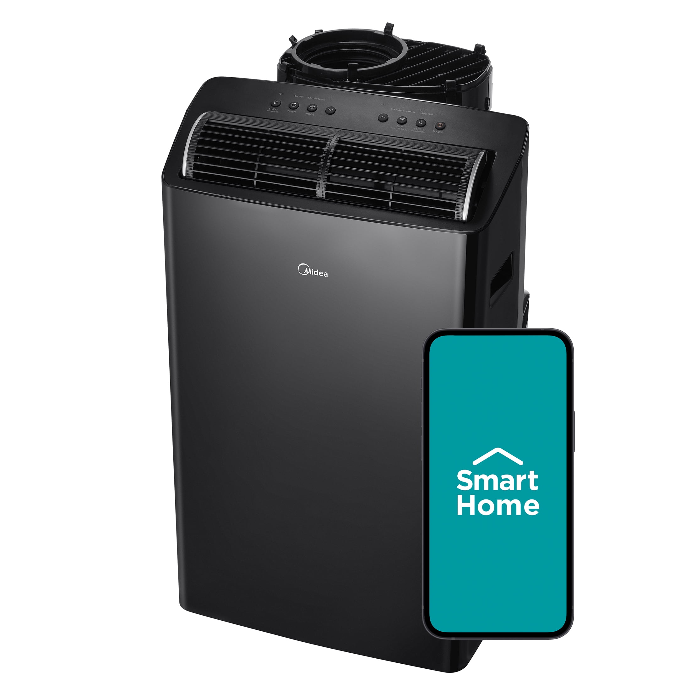 Midea Duo 12,000 BTU Portable Air Conditioner, High Efficiency Inverter, 4-In-1 Heat, Fan, Dehumidifier, Cool, Wi-Fi and Alexa, Black