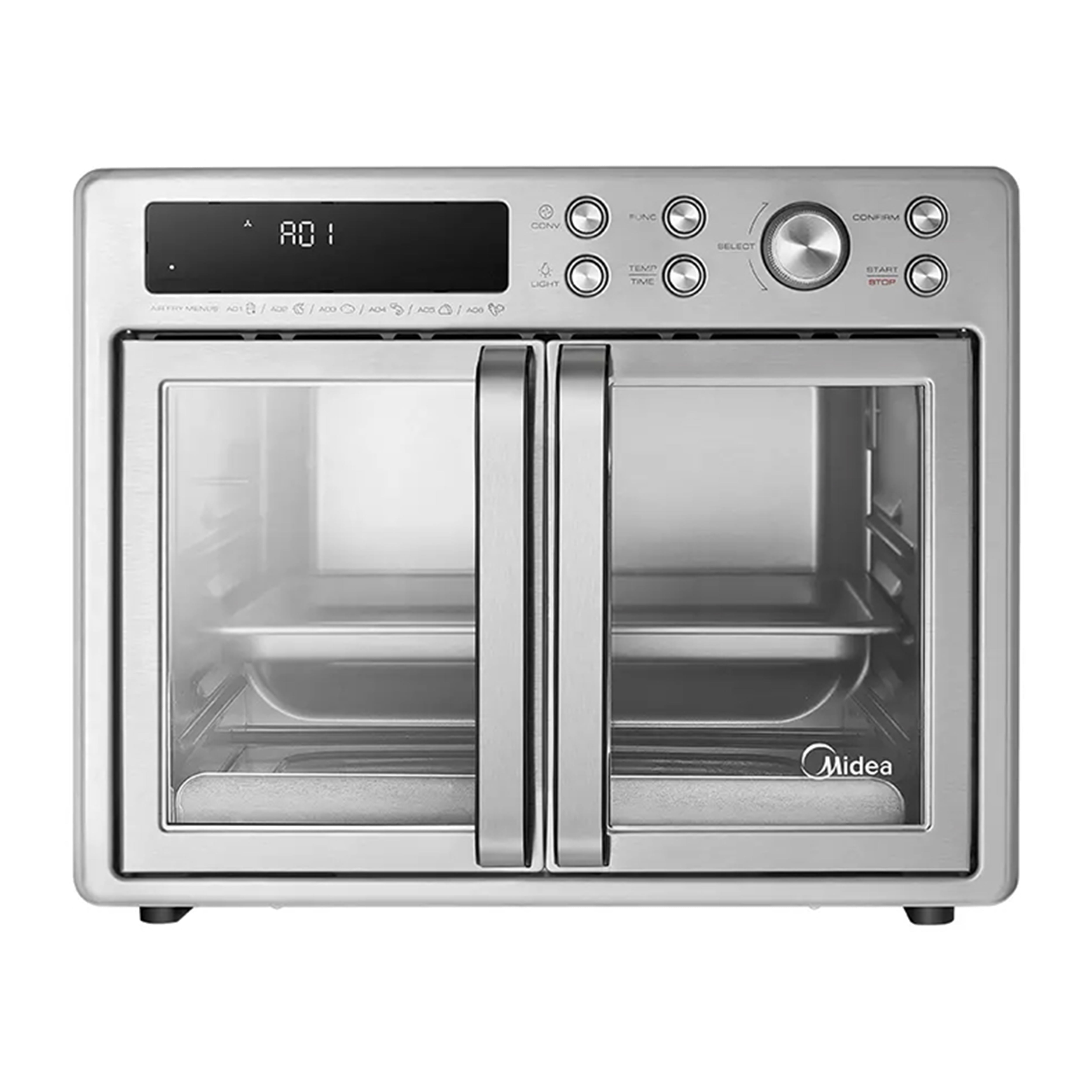 Midea French Door Air Fryer and Toaster Oven, 1750 W, 26.4 Qt, 1501.5 Cu In, Stainless Steel