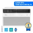 thumbnail image 1 of Midea 8,000 BTU Window Air Conditioner, Smart Inverter, Cools Up To 350 Sq Ft, Remote, Wi-Fi and Alexa, White, 1 of 12