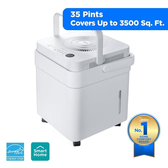 Midea Midea Cube 35 Pints 3000 Sq Ft Dehumidifier in White - Remote Controlled