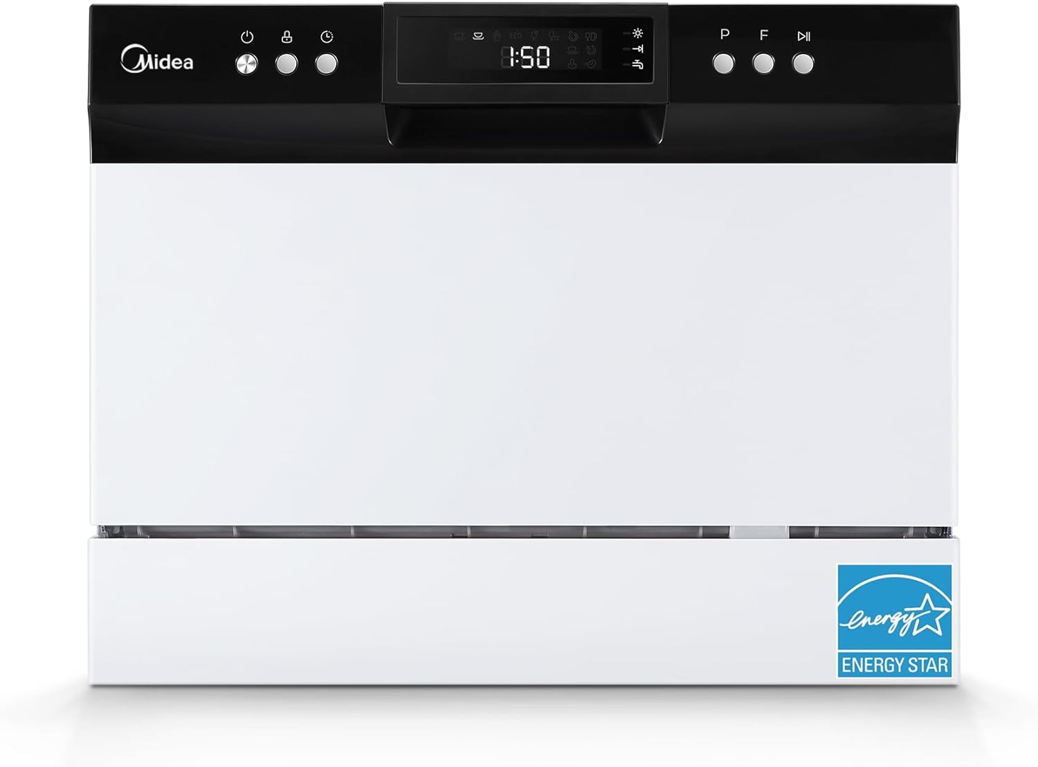 Midea Portable Countertop Dishwasher, 6 Place Settings, 8 Programs, White, MDC22P1AWW, New
