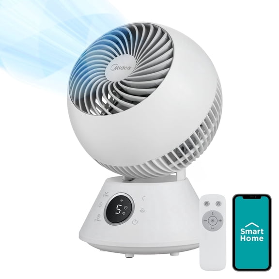 Midea Smart TurboBreeze Air Circulator Fan, Wi-Fi Enabled, 3D Oscillation, App & Voice Control, Quiet Cooling Fan for Home, Bedroom & Office