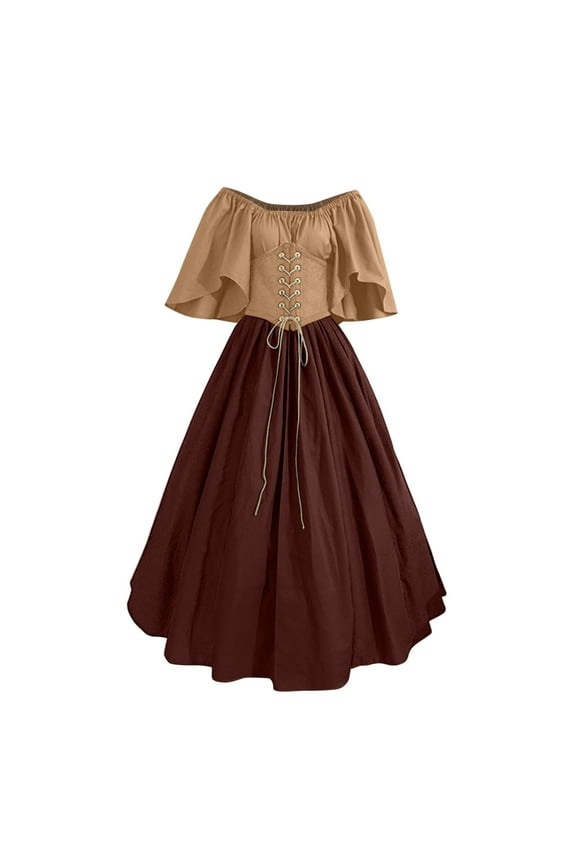 Midevil/Renaissance Costume Women,Womens Renaissance Costumes Medieval Irish Traditional Plus Size Dresses Ruffle Over Dress Corset Retro Cosplay Gown