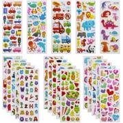 Midewhik 3D Stickers for Kids Toddlers 550+ Vivid Puffy Kids Stickers 24 Different Sheets, Colored 3D Stickers for Boys Girls Teachers, Reward, Craft Scrapbooking