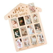 Midewhik Celebration Activ My Firstyear Photo Display Wood Board Babys First Year Photo Frame Board 12 Months Baby Picture Frame 1St Birthday Nursery Decorations for Boy Girl Baby Keepsake Gift