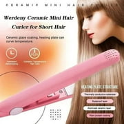 Midewhik Werdeny Ceramic Mini Hair Curler For Short Hair, Werdeny Mini Hair Curler, Ceramic Straightening Corrugated Curling Iron Styling Tools (Pink)