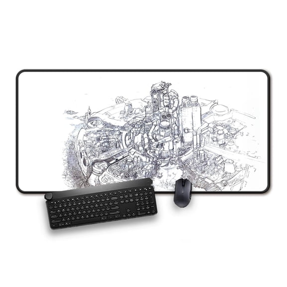 Midgar Sketch Gaming Mouse Pad, Final Fantasy VII-Inspired Desk Mat for Gamers and Offices