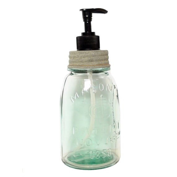 Midget Pint Mason Jar Soap & Lotion Dispenser – Galvanized Weathered Finish, Farmhouse Style