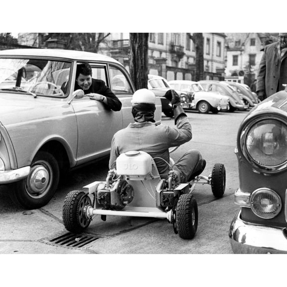 Midget Racing Car Breezing In & Out Of Traffic In Frankfurt History (24 x 18)