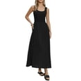 thumbnail image 1 of INSPIRE CHIC Midi Dress for Women's Sleeveless Square Neck Casual Swing Tank Dress M Black, 1 of 6