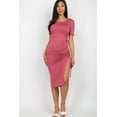 thumbnail image 1 of Midi Dress with Ruched Drawstring Sides and Split Hem, 1 of 9