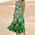 thumbnail image 1 of Midi Dresses for Women Cotton Linen Casual Summer Dresses Oversized Tunic Dress Plus Size Round Neck Printed Sleeveless Vest Dress Flowy Dress Baggy Beach Long Dress Sundress Green S, 1 of 5