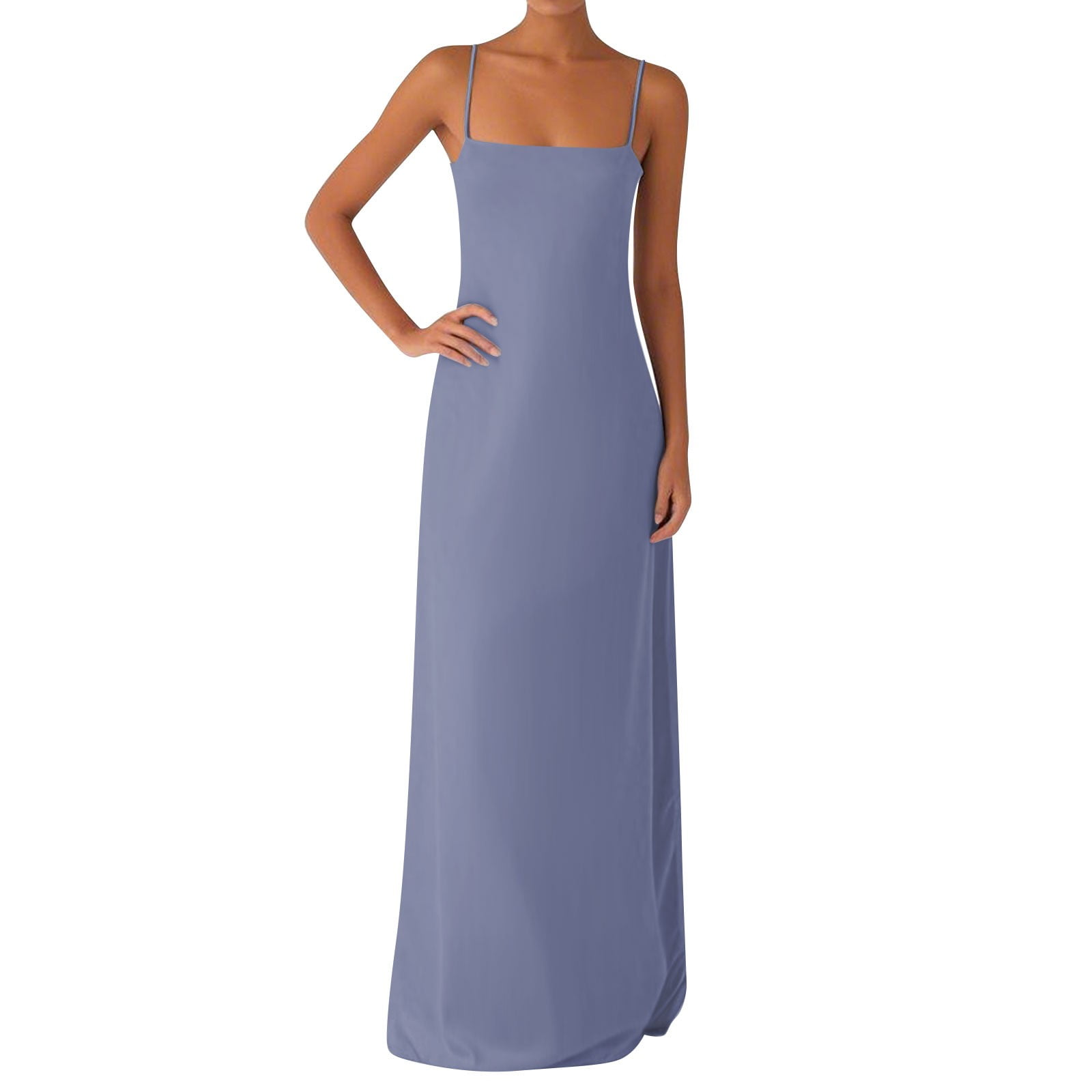 ALENDA DANMOS Women’s Backless Bodycon Maxi Dress – Spaghetti Straps, Side Slit, Evening Party Gown