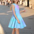 thumbnail image 1 of Midi Dresses for Girls Sleeveless Crewneck Sundresses Size 3-14 Teens Kids Trendy Tie-Dye Pullover Comfort Going-Out Dance Dress, 1 of 5