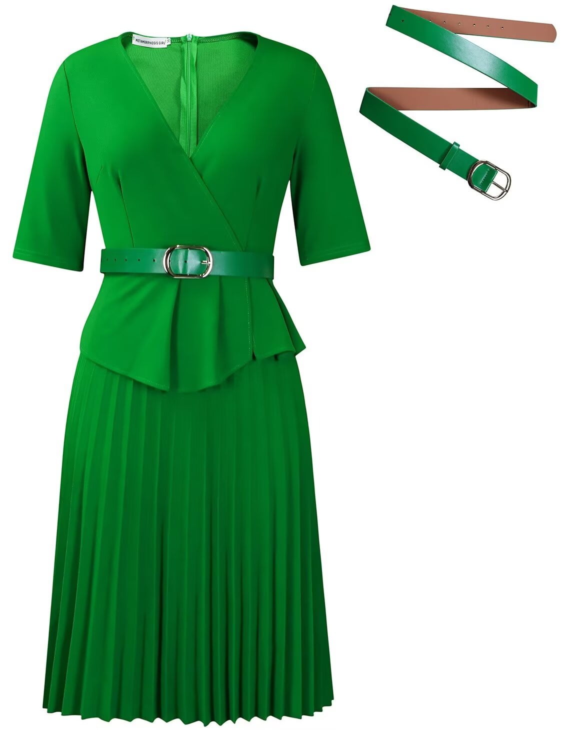 Women’s Ascot Elegant Wrap Midi Dress with Flared Skirt