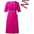 thumbnail image 1 of Midi Dresses for Women Casual Wrap Flared Pleated Dress A Line Wedding Dress, 1 of 8