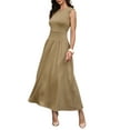 thumbnail image 1 of Midi Dresses for Women's High Waist Sleeveless Pockets Casual Work Dress XL Khaki, 1 of 6