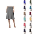 thumbnail image 1 of Midi Flare Skirt for Women Summer High Waisted Basic Solid Knee Length Lightweight Casual Pull on Closure Skirt, 1 of 6