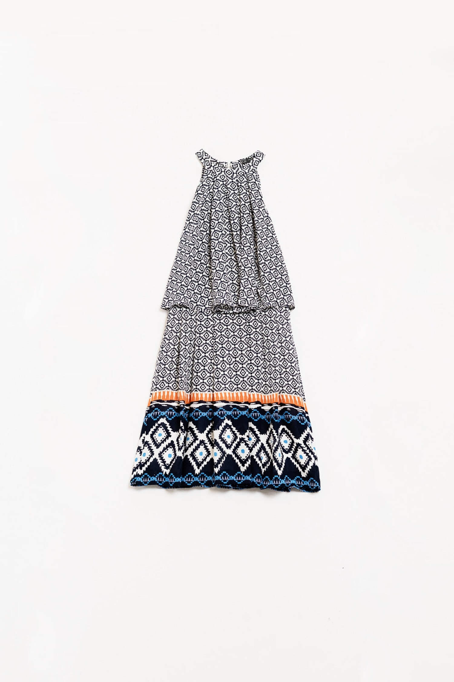 Midi Halter Dress Layered In Black and White