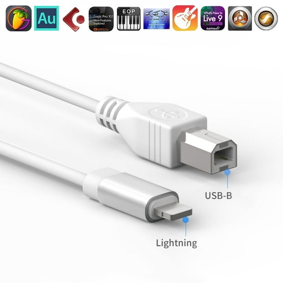 Midi OTG Cable USB Type B Cable for iPhone, iPad for Electronic Music Instrument (5FT)