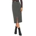 thumbnail image 1 of INSPIRE CHIC Midi Pencil Skirt for Women Fall Winter High Waisted Slit Office Work Skirts with Belt XS Black, 1 of 6