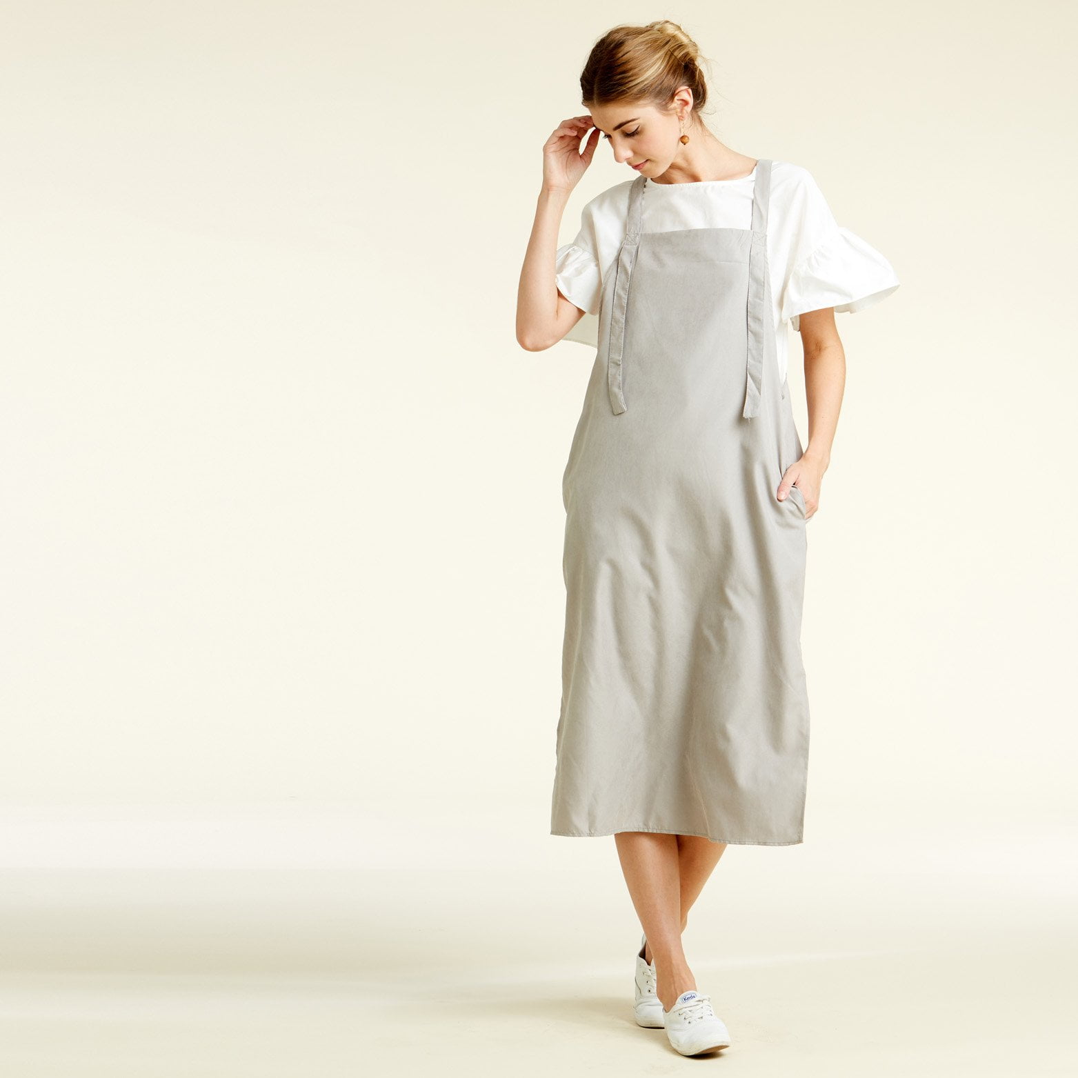 midi pinafore dress