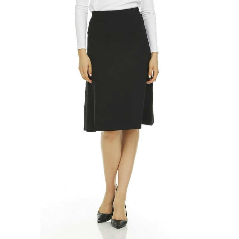 BGDK Women's Midi Skirt- Knee Length, High Waist, Elastic, Fit