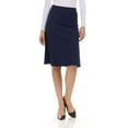 thumbnail image 1 of Midi Skirt For Women By BGDK- Knee Length Circle Skater Skirt With Elastic Waist-Comfortable Fit And Flare Skirt- High Waist Flowy Skirt For Work, Office, Business, Church navy 3x large, 1 of 5