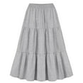 thumbnail image 1 of Midi Skirts Womens Summer Button Up Elastic Waist Flared Swing Skirts Casual Plus Size Skirt Mid Length (Large, Gray 01), 1 of 1
