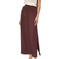 thumbnail image 1 of Midi Skirts for Women Boho Ruffle Hem Color Block Cute Flowy Elastic Waisted Casual Pleated Skirts with Pockets, 1 of 5