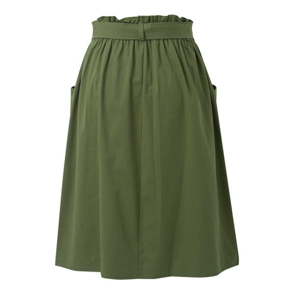 Midi Skirts for Women Casual High Waist Pleated A Line Midi Skirt with Pocket Womens Summer Clothes GN1 A