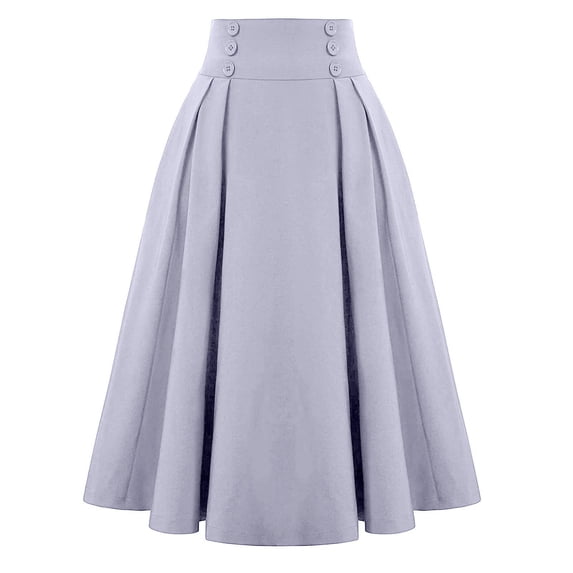 Midi Skirts for Women Elastic High Waisted A Line Flowy Pleated Skirt Business Casual Elegant Vintage Skirts, XL