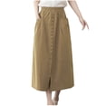 thumbnail image 1 of Midi Skirts for Women Fashion Solid Color Casual High Waisted Button Skirt with Pocket Summer Women's Skirts, 1 of 4