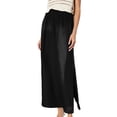thumbnail image 1 of Midi Skirts for Women Front Slit Floral Stretchable Fabric Chiffon Elastic High Waist Pleated A-Line Flared Maxi Skirts, 1 of 5