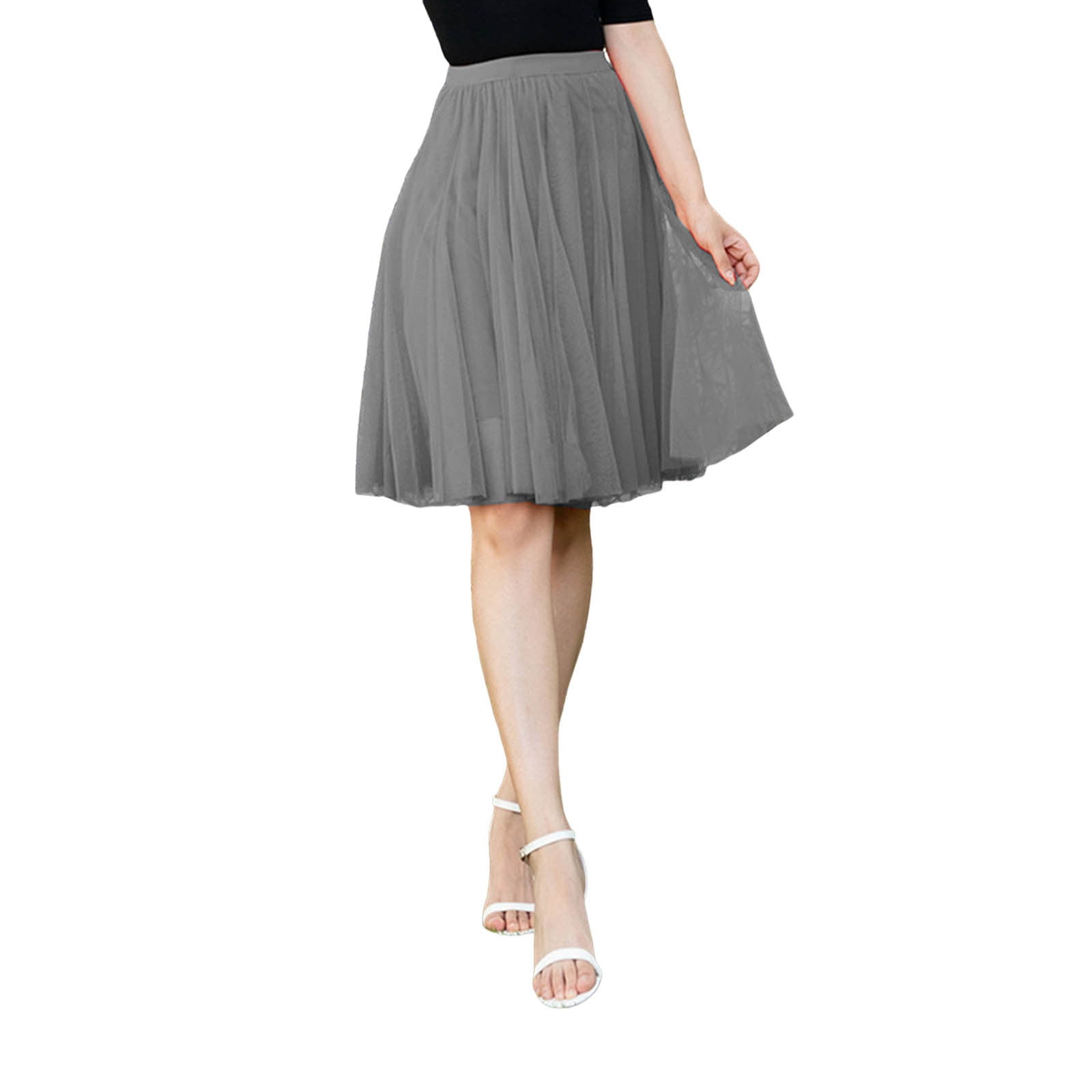 Midi Skirts for Women High Knee Skirt Pleated Length Skirt Dancing