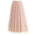 thumbnail image 1 of Midi Skirts for Women High Waist A-Line Daisy Floral Tulle Skirt Flowy Summer Casual Wedding Guest Party Beach Travel Skirt, 1 of 9