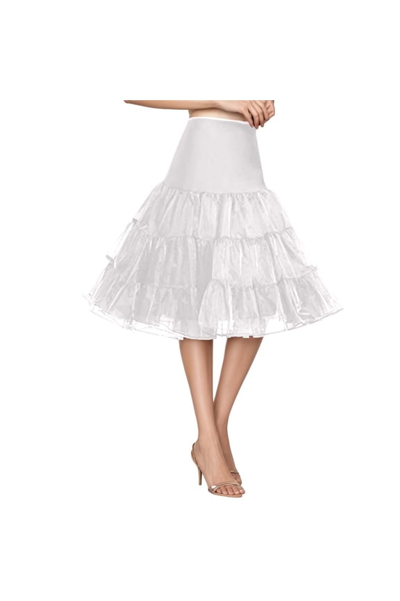 Midi Skirts for Women Layered Petticoat Underskirt Soft for Poofy Skirt Support and Volume Enhancement White One Size